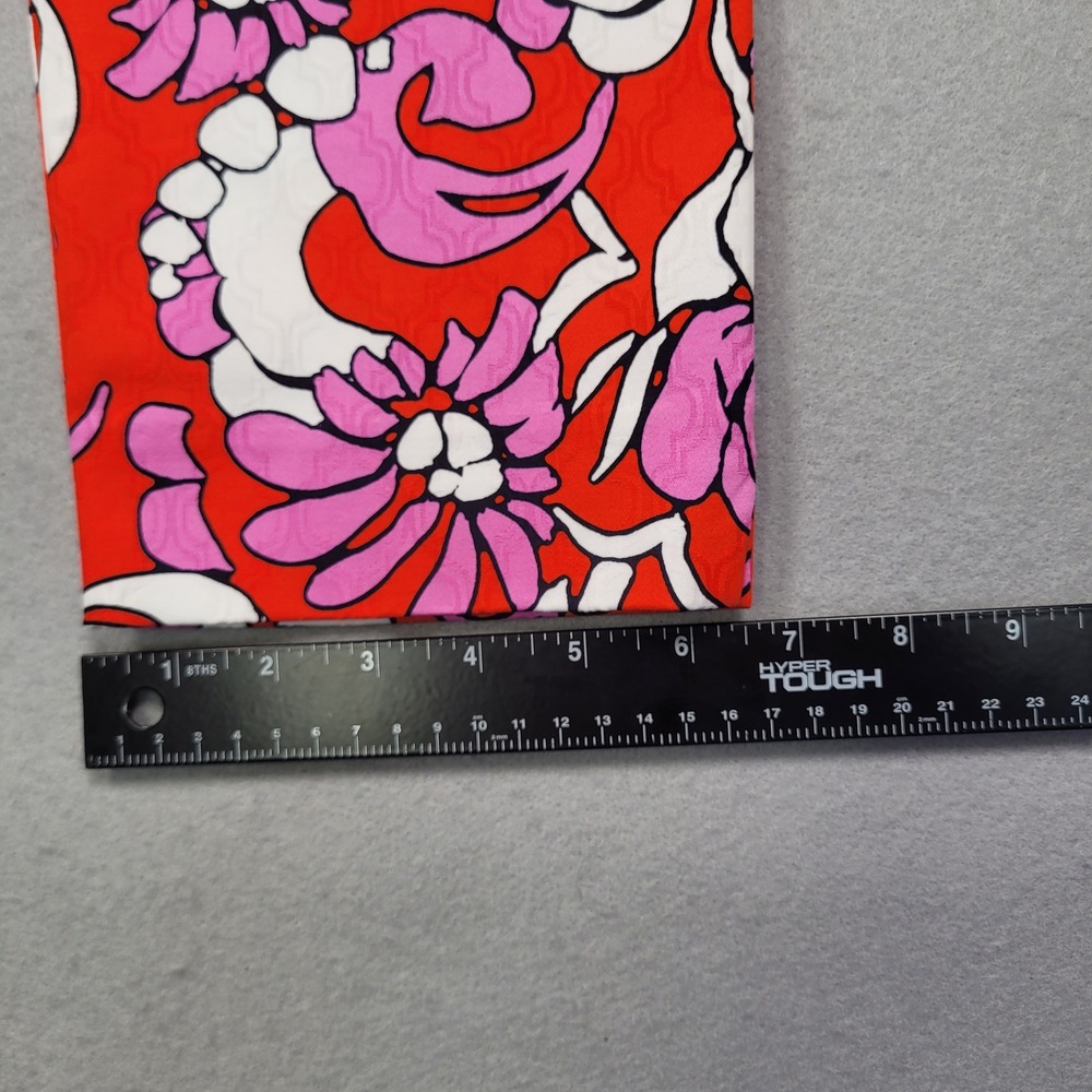 Trina Turk Womens Size 6 Floral Jacquard Pants Red Pink White Slim Ankle Crop - Picture 7 of 7